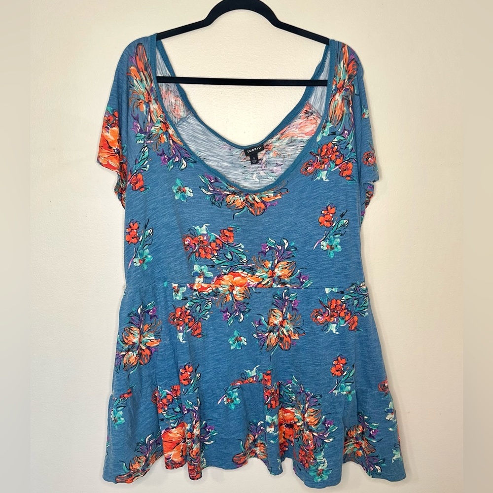 Torrid Blue Floral Tunic Tee